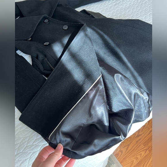 Antonio Melani cashmere wool blend double breasted black belted peacoat - Picture 6 of 15